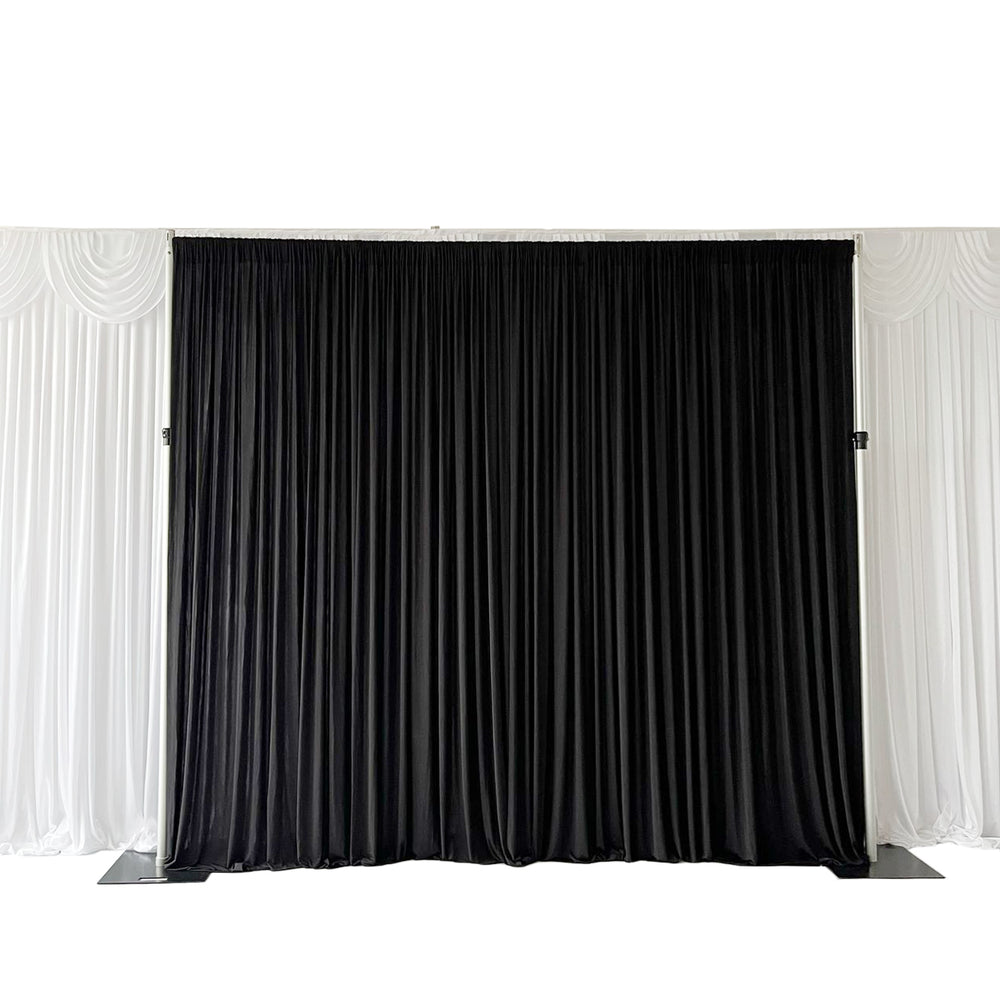 Lycra Backdrop Convertible Panels 1.6x3m - Black, three panels gathered to create 3x3m backdrop