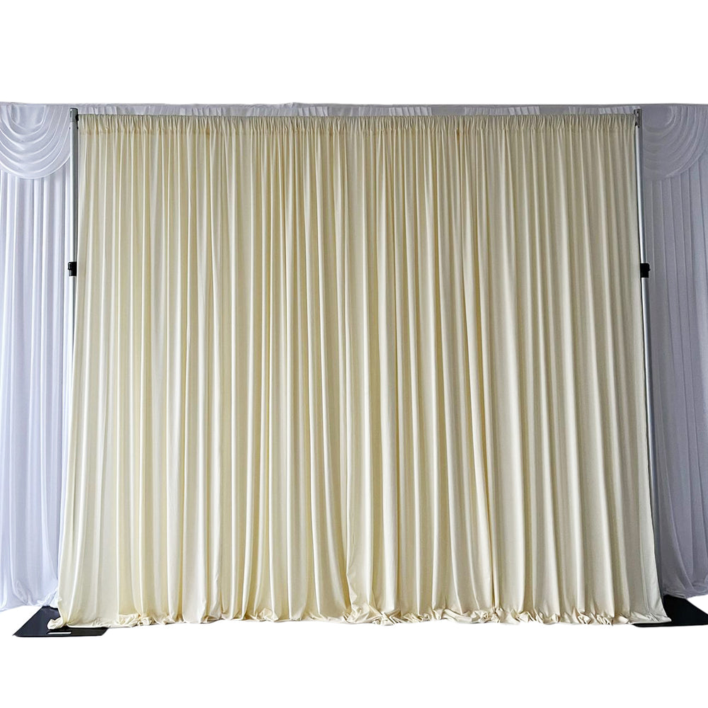 Lycra Backdrop Convertible Panels 1.6x3m - Ivory, three panels gathered to create 3x3m backdrop