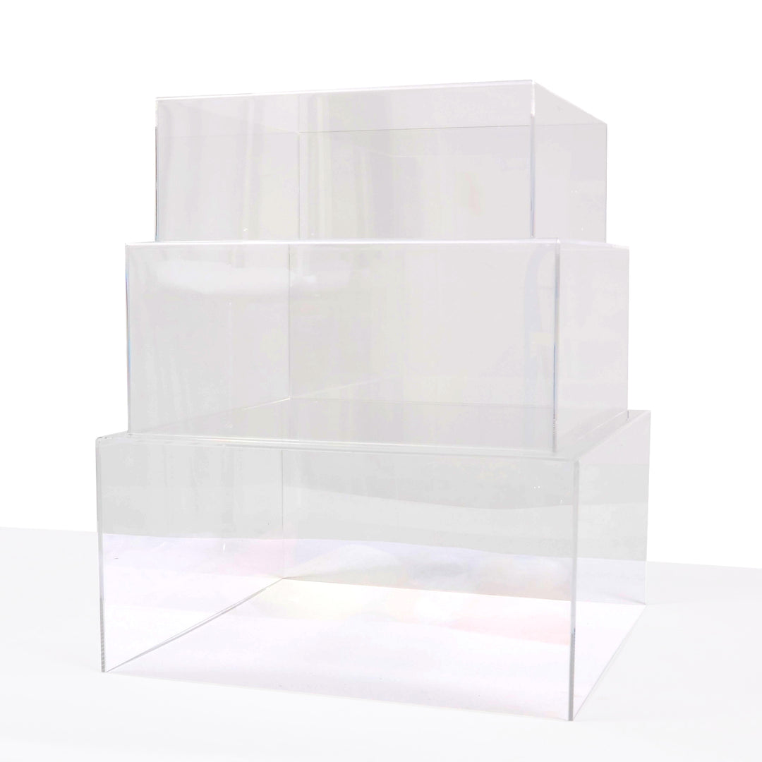 Acrylic Cube Table Riser Set - Clear (3pc), stacked