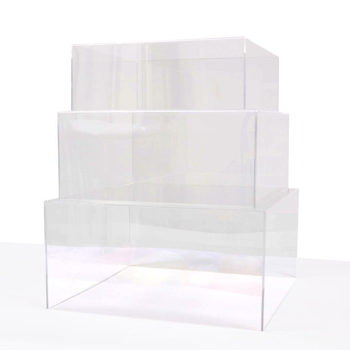 Acrylic Cube Table Riser Set - Clear (3pc), stacked