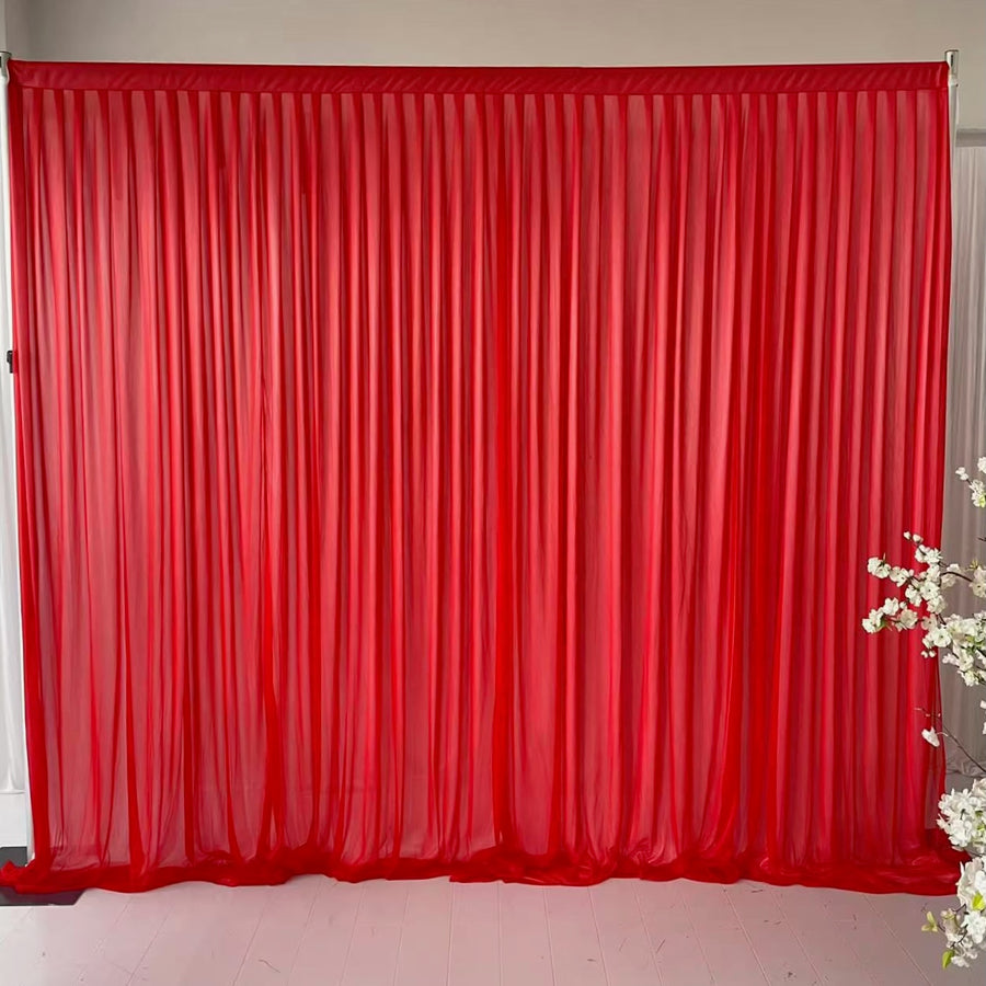 Beauty Organza Backdrop Curtain with Satin Silk Backing 3mx3m - Red & White