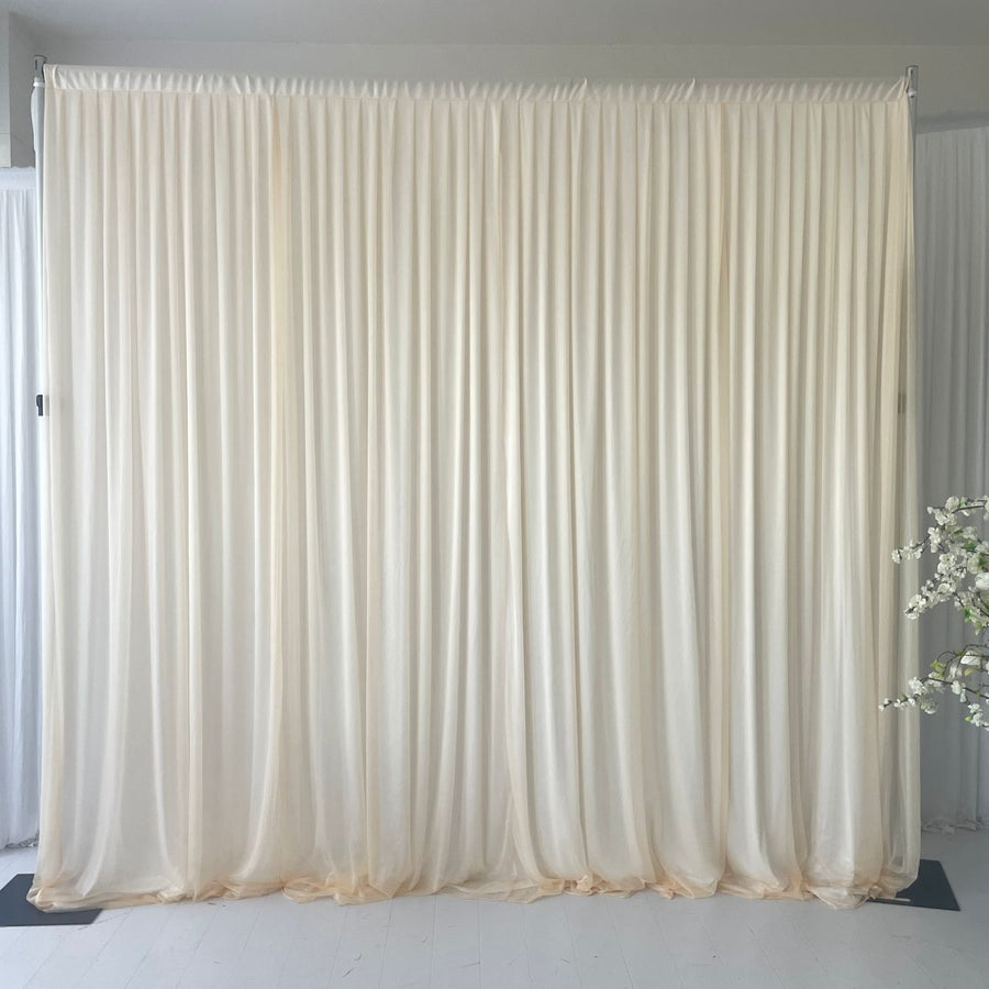 Beauty Organza Backdrop Curtain with Satin Silk Backing 3mx3m - Champagne & White