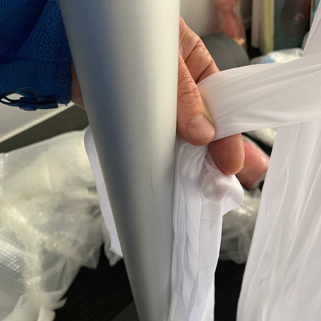 Ice Silk Satin Cross Drape Backdrop - Ivory (3x3m)