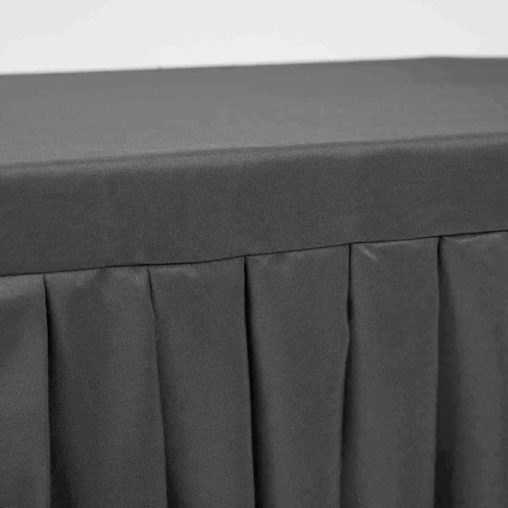 Black Fitted Tablecloth with Pleated Table Skirting for 6ft Trestle Tables Edging