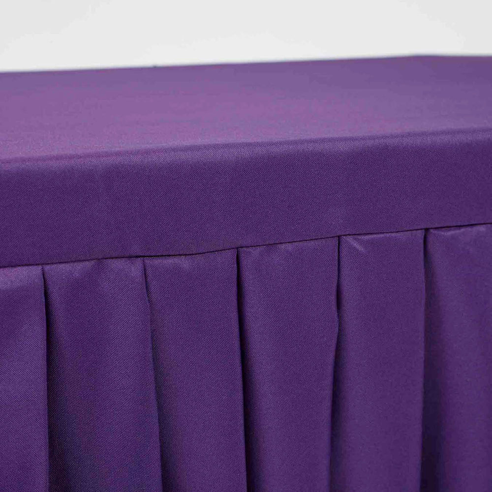 Purple Fitted Tablecloth with Pleated Table Skirting for 6ft Trestle Tables Close Up