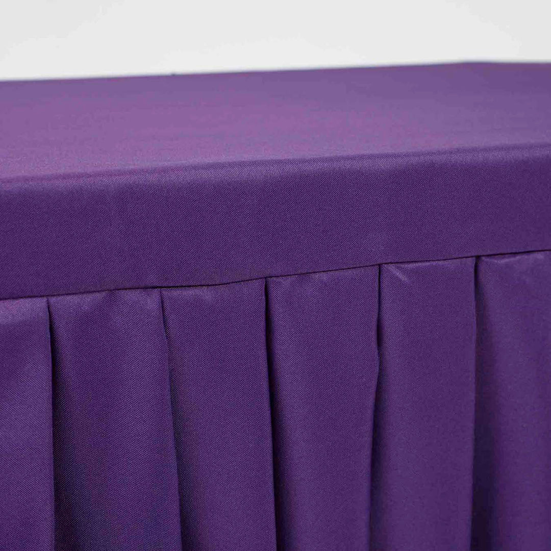 Purple Fitted Tablecloth with Pleated Table Skirting for 6ft Trestle Tables Close Up