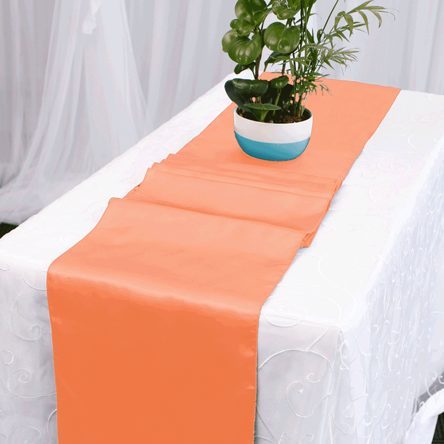 Shop Satin Table Runners (Orange) Luna Wedding & Event Supplies