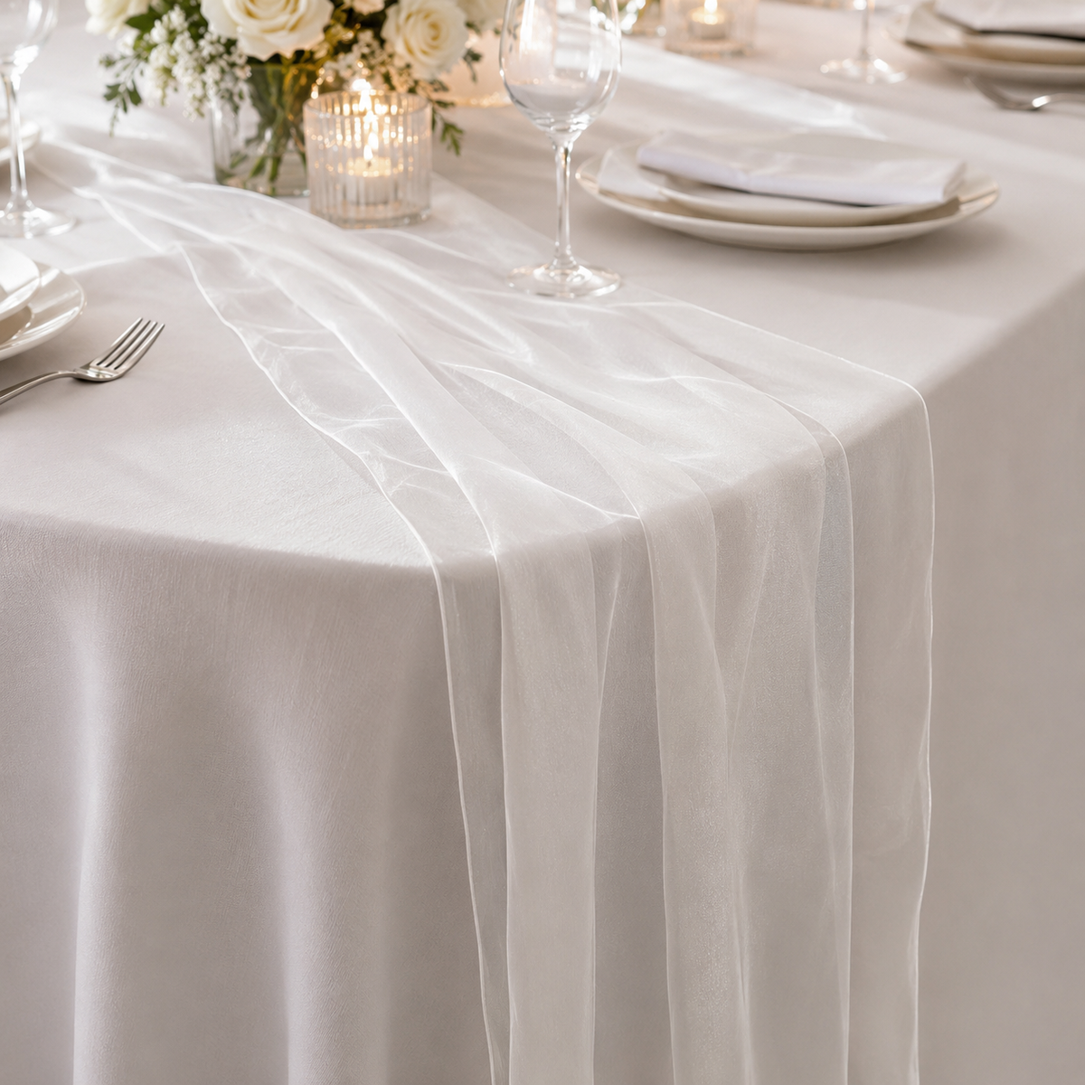 Organza Table Runners - White