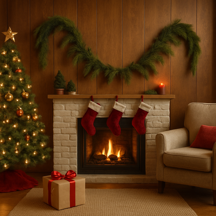 185cm Norfolk Pine Garland fire above place