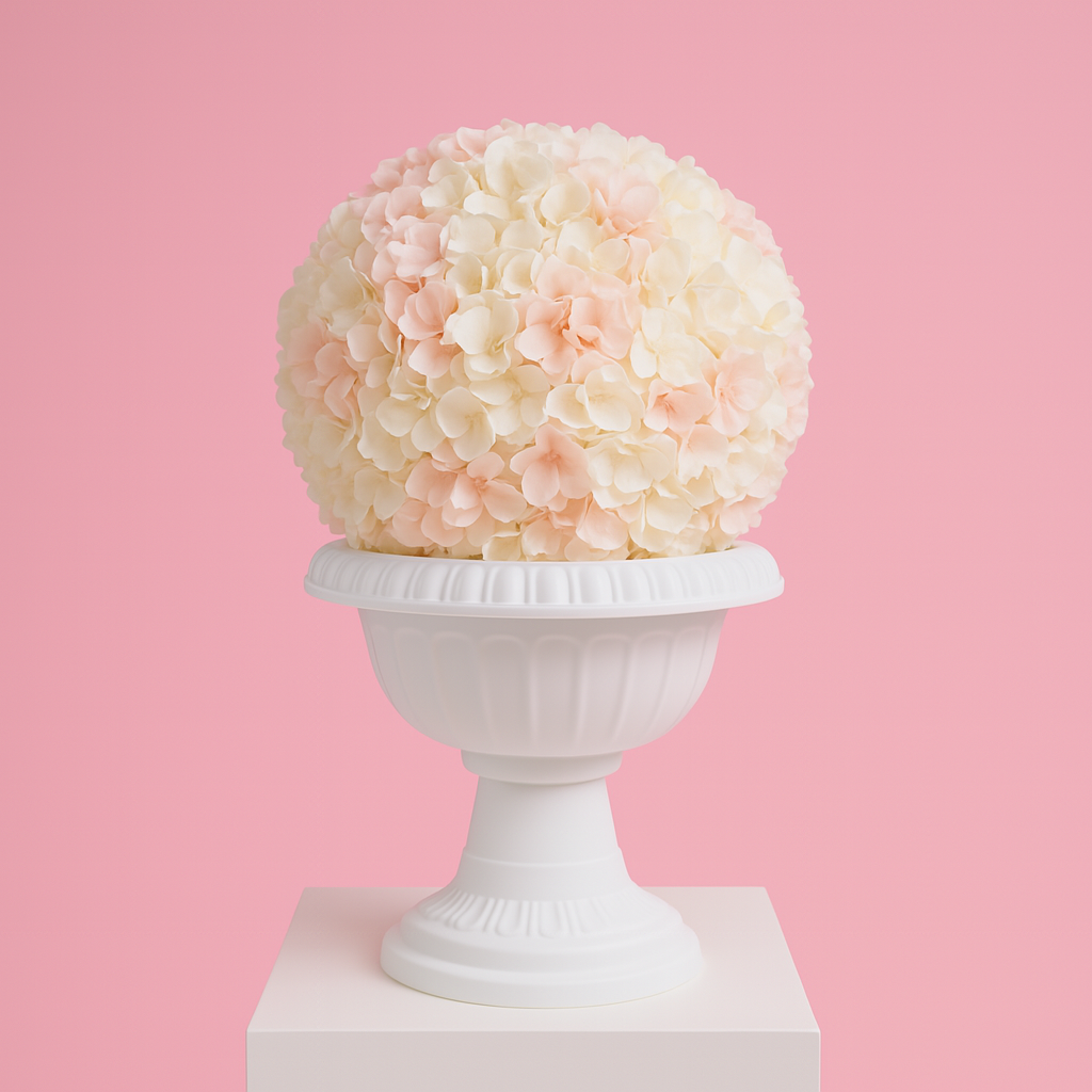 Vintage Urn Centrepiece Vase  (26cmH) with flower ball arrangement 2