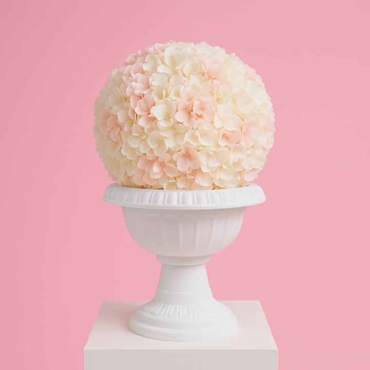 Vintage Urn Centrepiece Vase  (26cmH) with flower ball arrangement 2