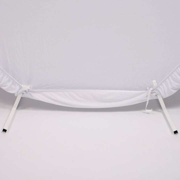 Round Lycra Frame Cover - White (2m) tied to frame