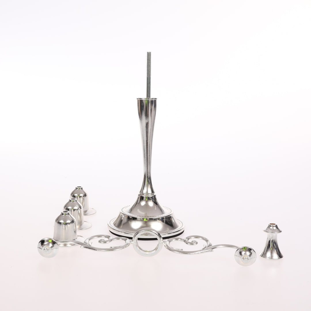 3 Arm Antique Candelabra - Silver (26cm) assembly part 2