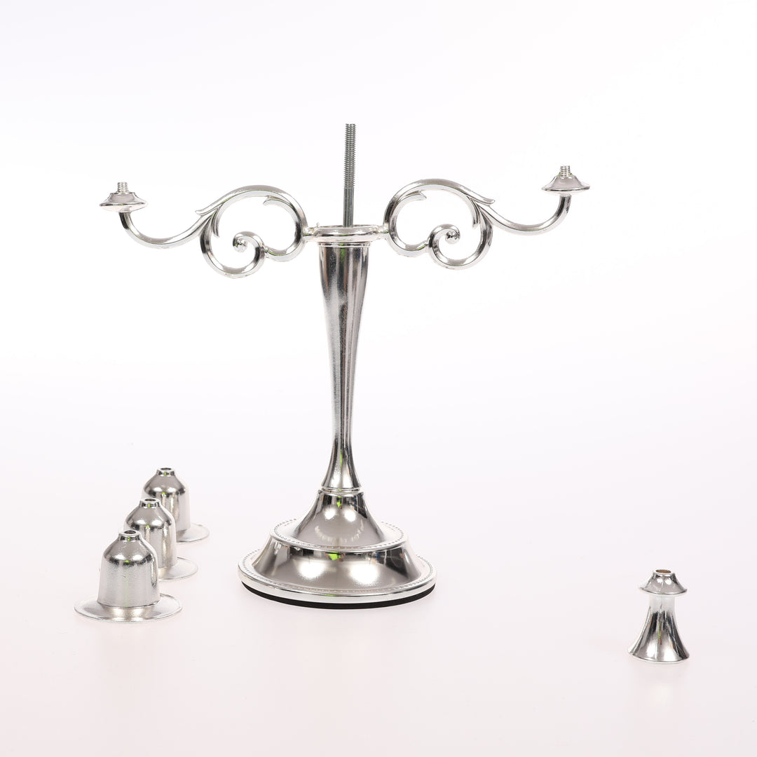 3 Arm Antique Candelabra - Silver (26cm) assembly part 3