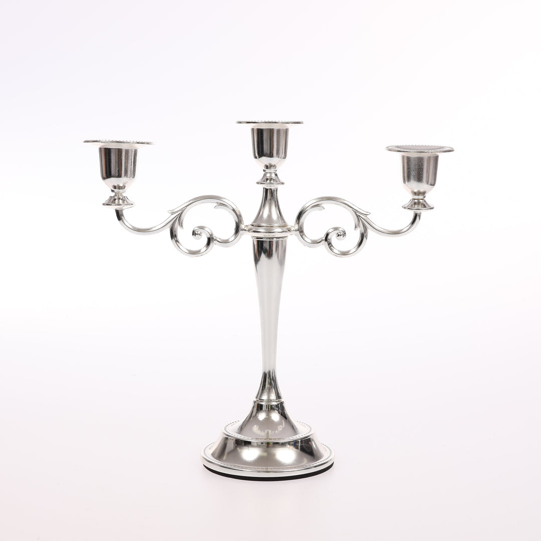 3 Arm Antique Candelabra - Silver (26cm)