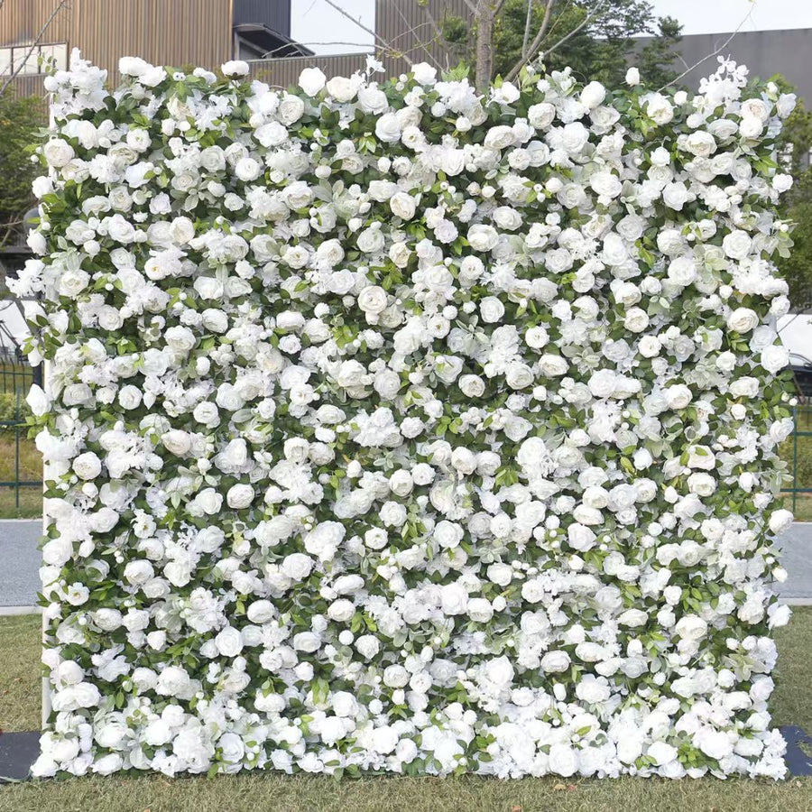 3D Flower Wall Backdrop Curtain - White (3x3m ROLL UP)