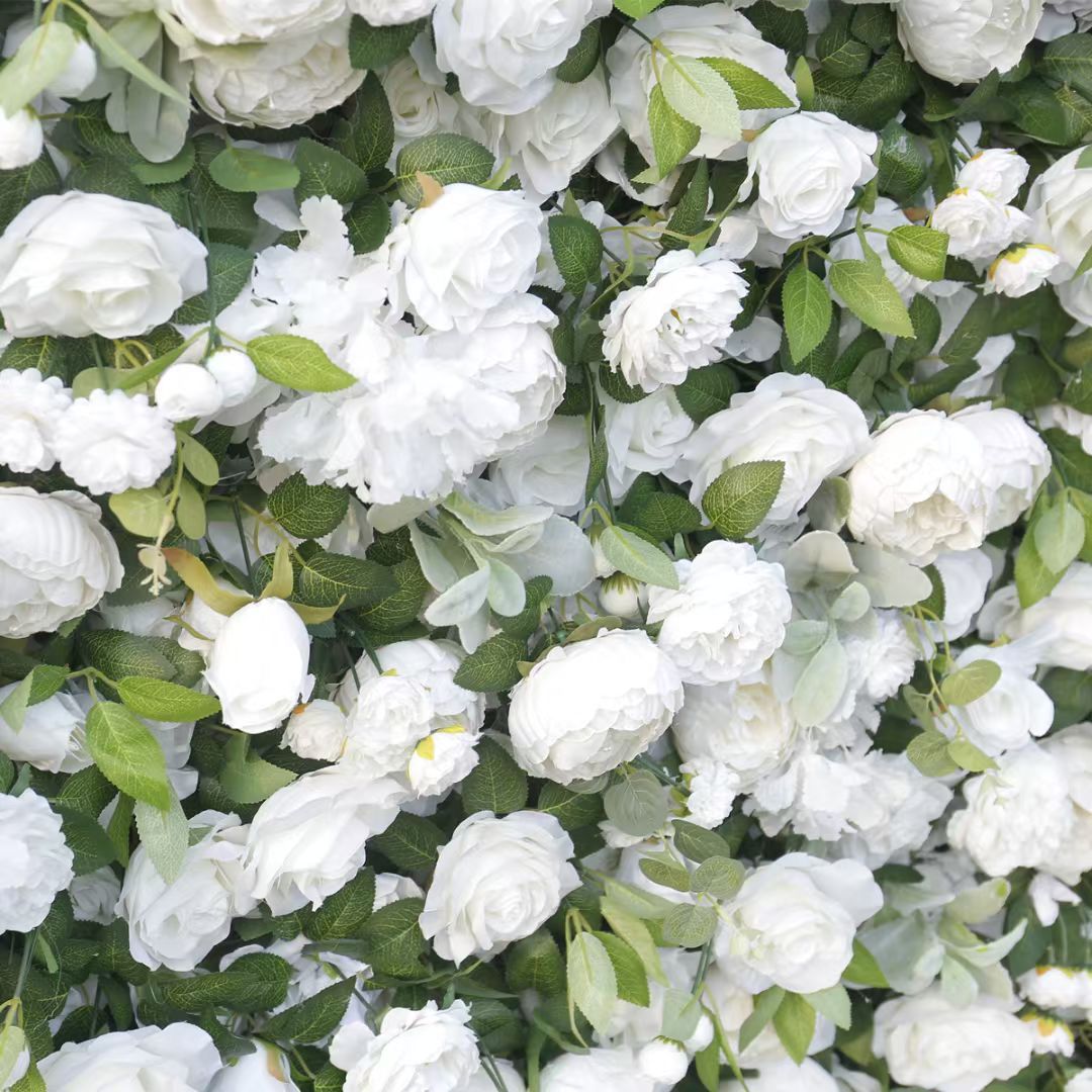 3D Flower Wall Backdrop Curtain - White (3x3m ROLL UP) close up detail 1