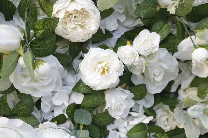 3D Flower Wall Backdrop Curtain - White (3x3m ROLL UP) close up detail 2