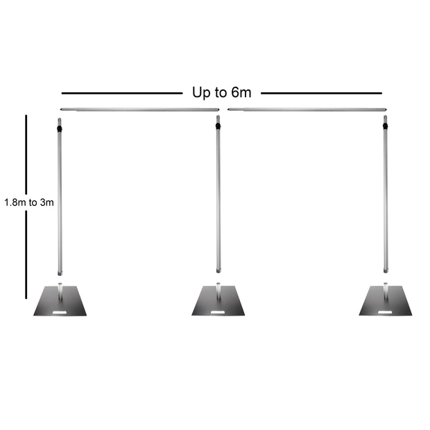 Stand Set for 6mx3m Backdrop (Pipe and Drape) Dimensions