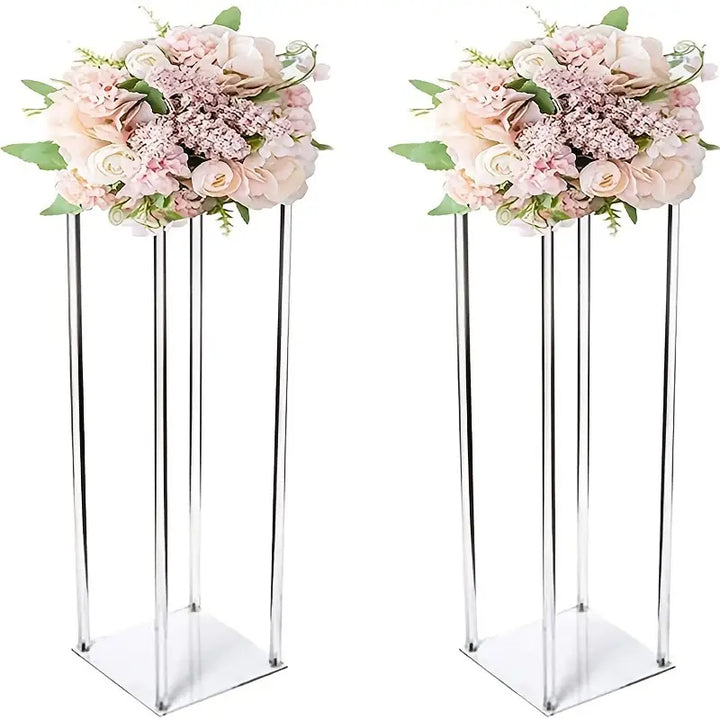 Clear Acrylic Plinth with flowers in set of 2