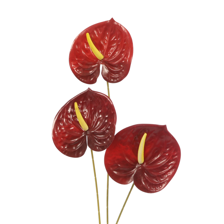 Artificial Anthurium Stem - Burgundy x3