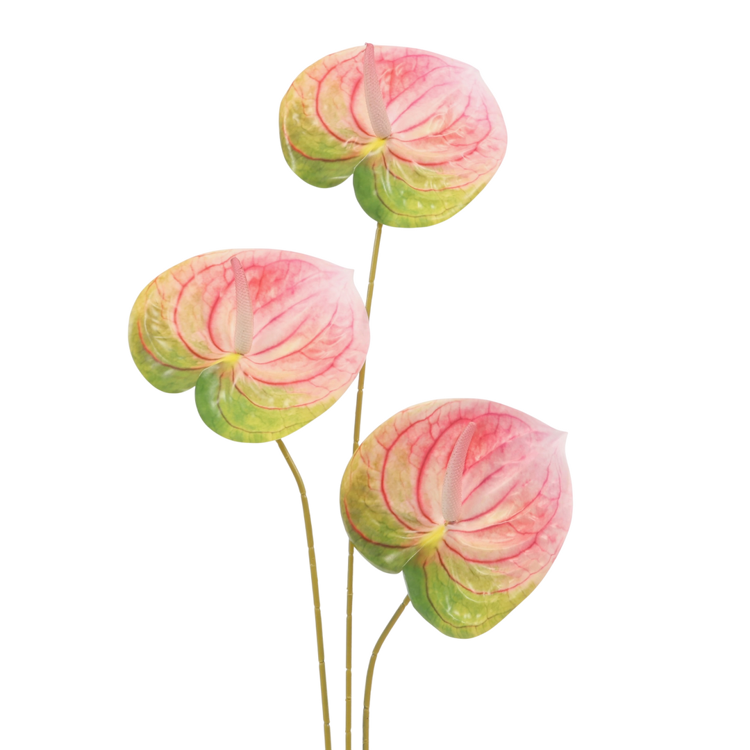Artificial Anthurium Stem - Green/Pink x3