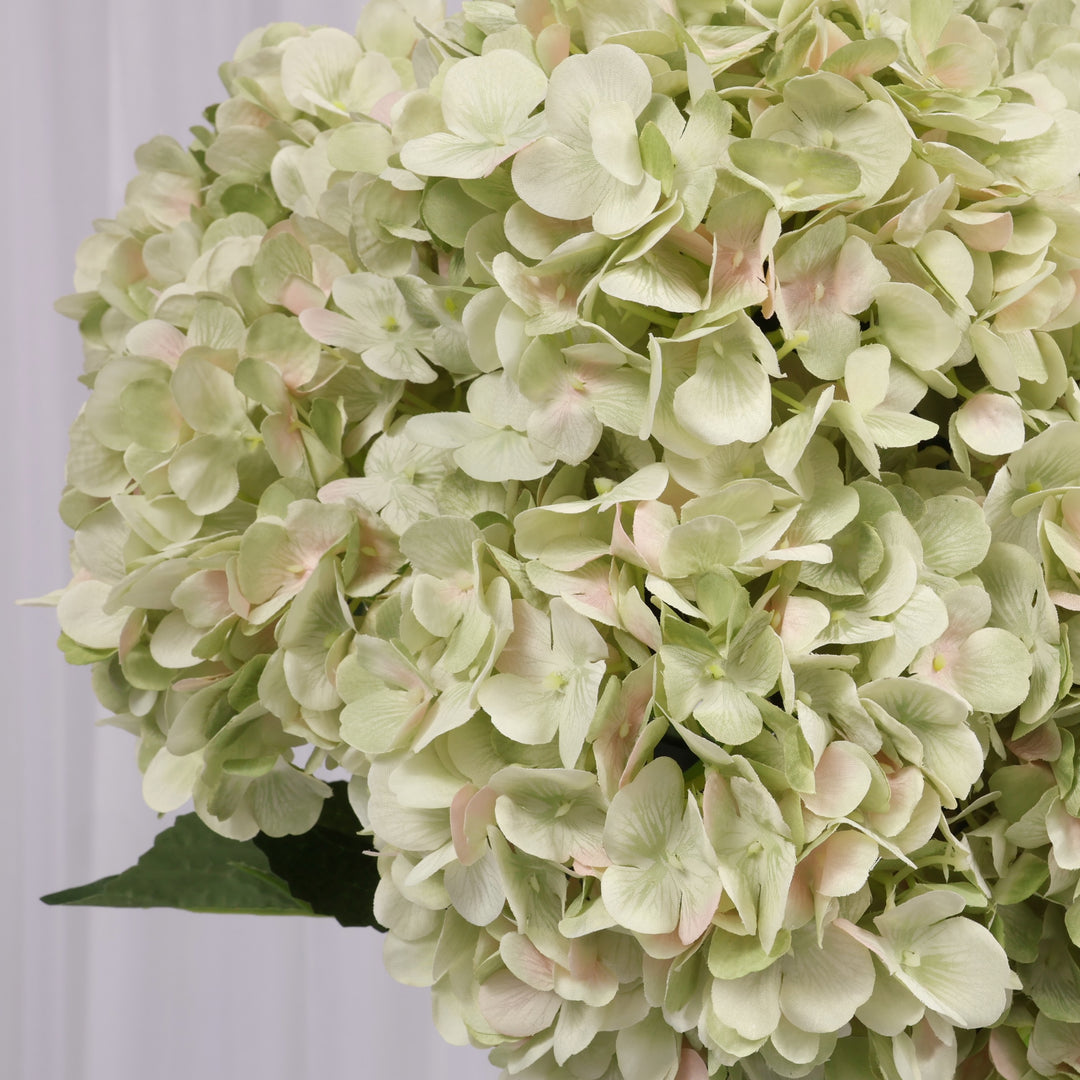 Artificial Hydrangea - Light Green, close up of flower head