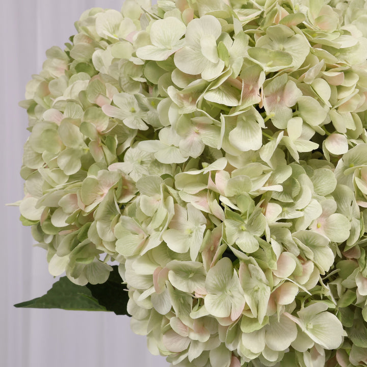 Artificial Hydrangea - Light Green, close up of flower head