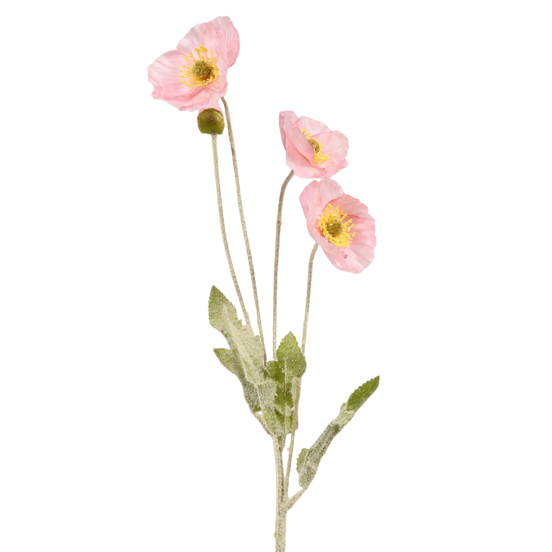 Artificial Poppy Spray - Light Pink