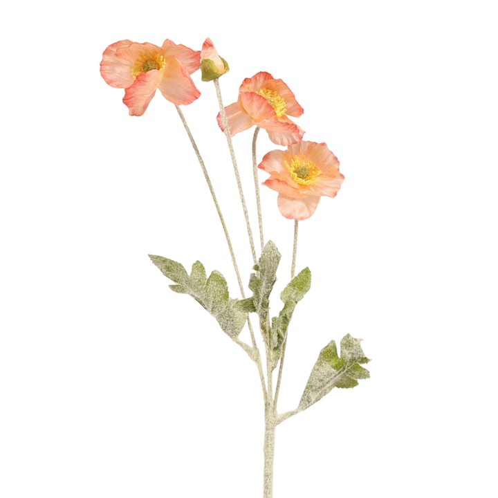 Artificial Poppy Spray - Peach