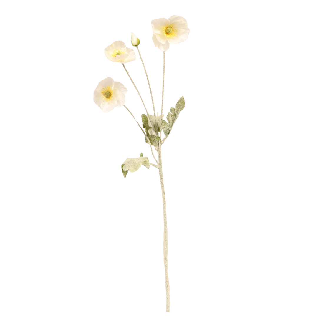 Artificial Poppy Spray - White