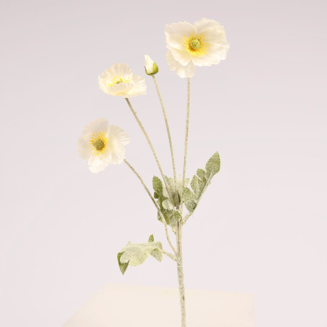 Artificial Poppy Spray - White
