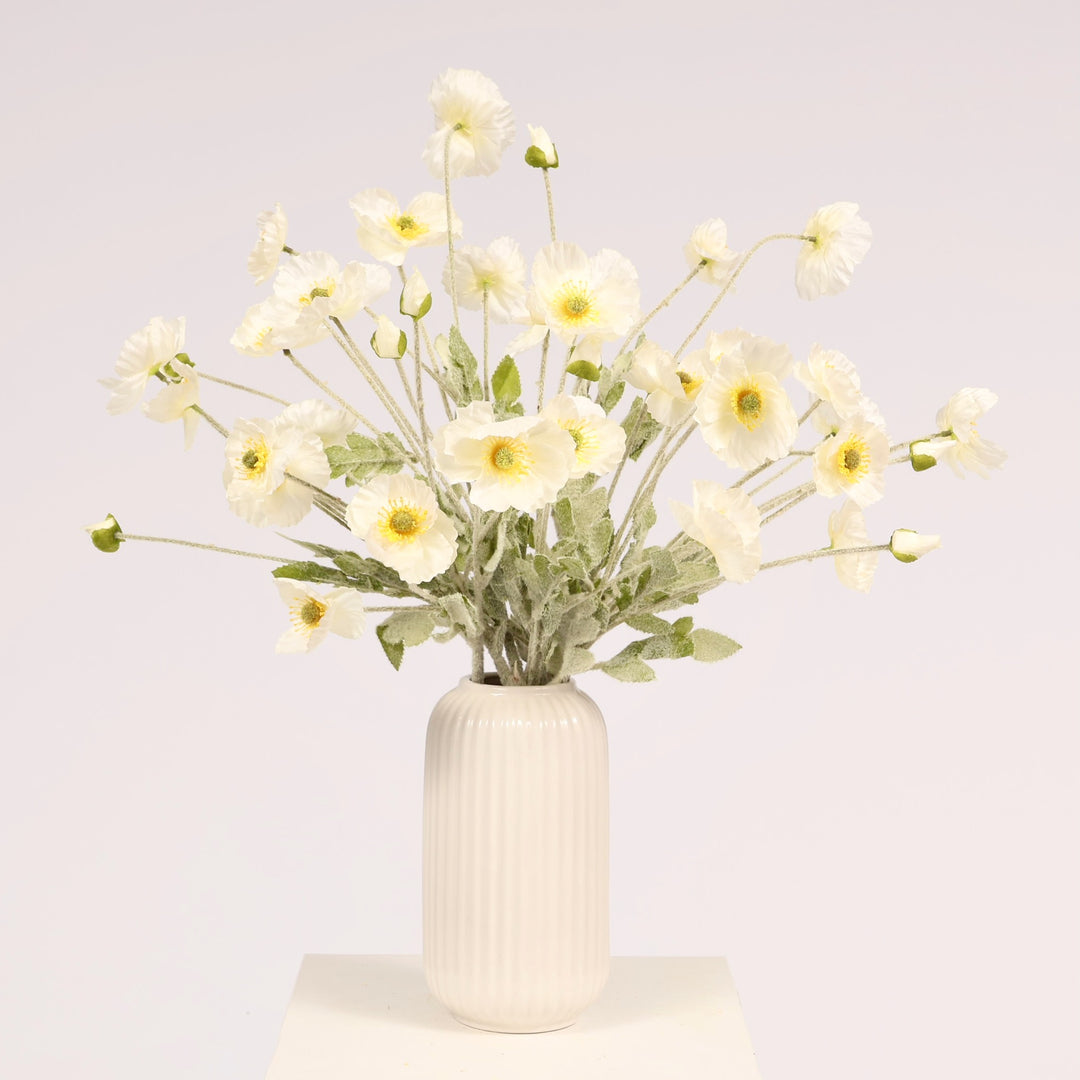 Artificial Poppy Spray - White