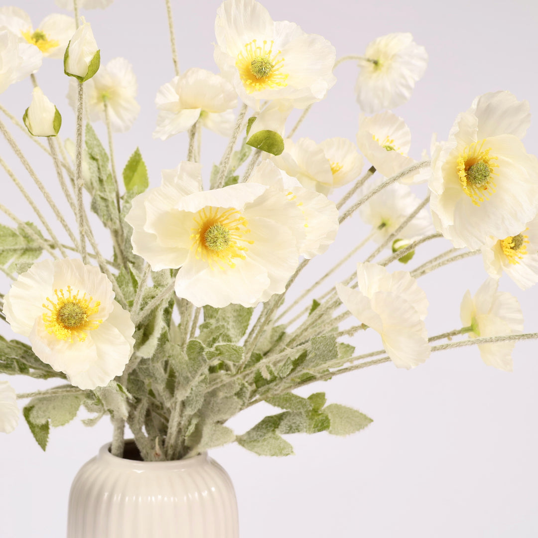 Artificial Poppy Spray - White