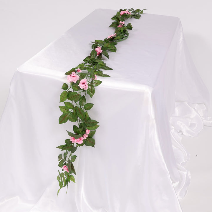 2pc Rose Artificial Flower Vine - 4cm Head - Pink (1.6m) as table runner