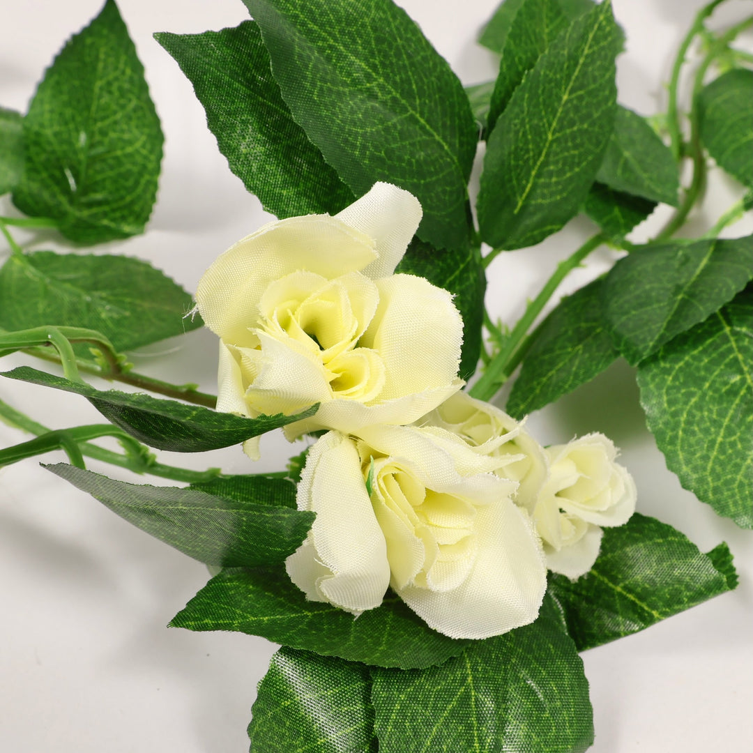 2pc Rose Artificial Flower Vine - 4cm Head - White (1.6m) close up 