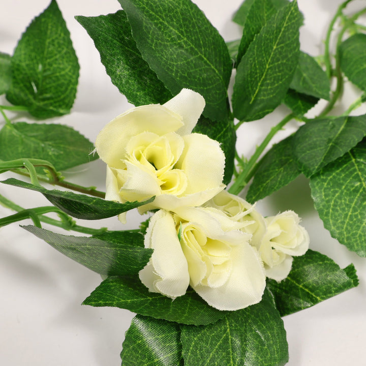 2pc Rose Artificial Flower Vine - 4cm Head - White (1.6m) close up 