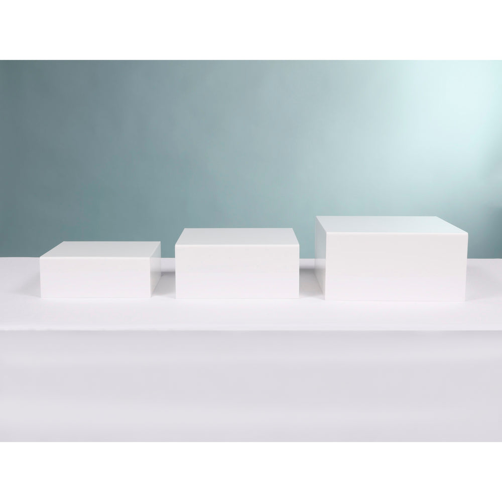 Acrylic Cube Table Riser Set - White (3pc)
