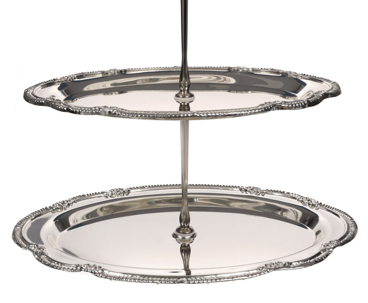 Antique Metal 3 Tier Cake Stand - Silver Close Up Bottom 