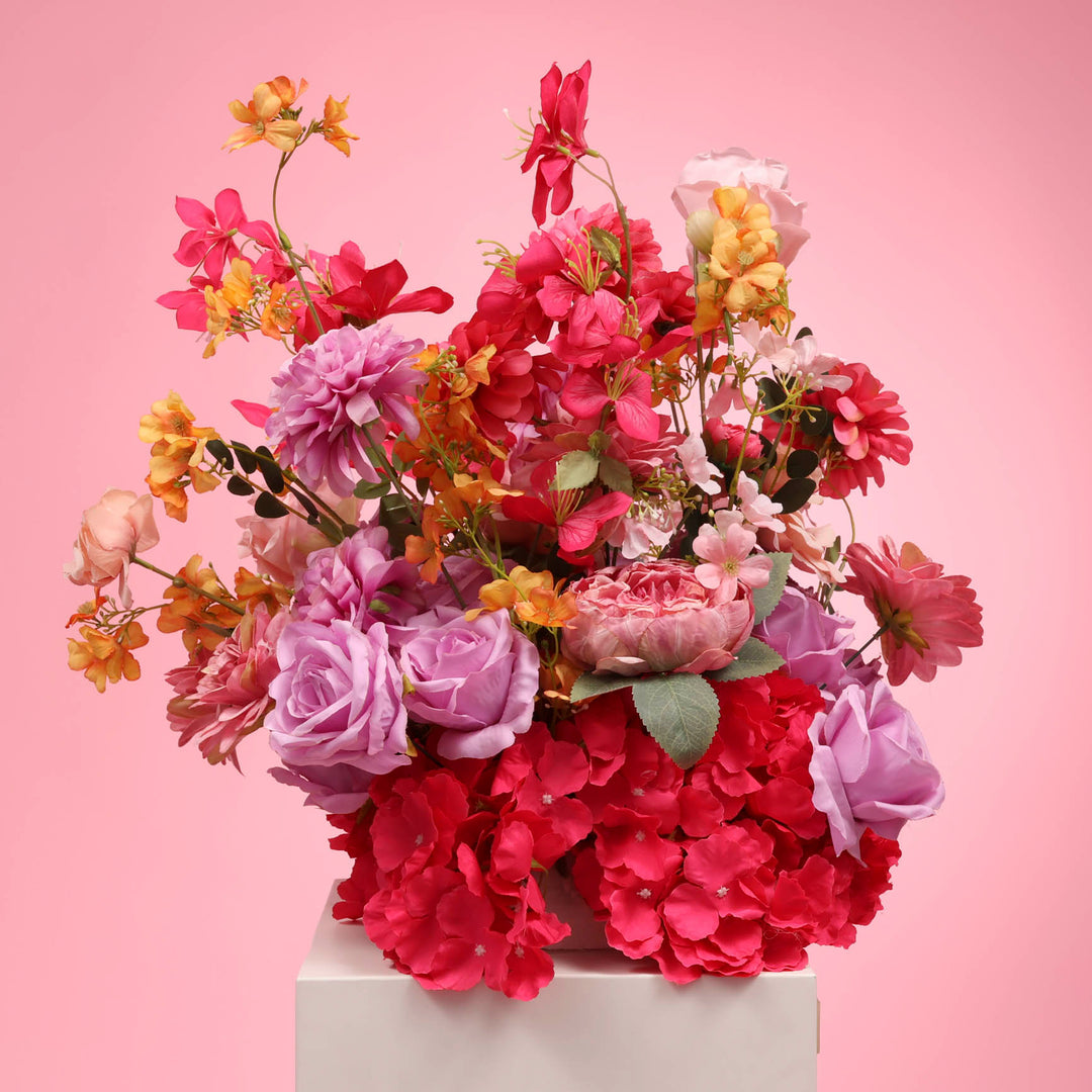 Artificial Flower Arrangement - Pink, Purple & Orange