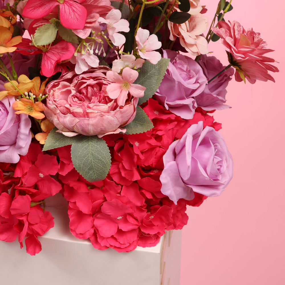 Artificial Flower Arrangement - Pink, Purple & Orange close up detail 1