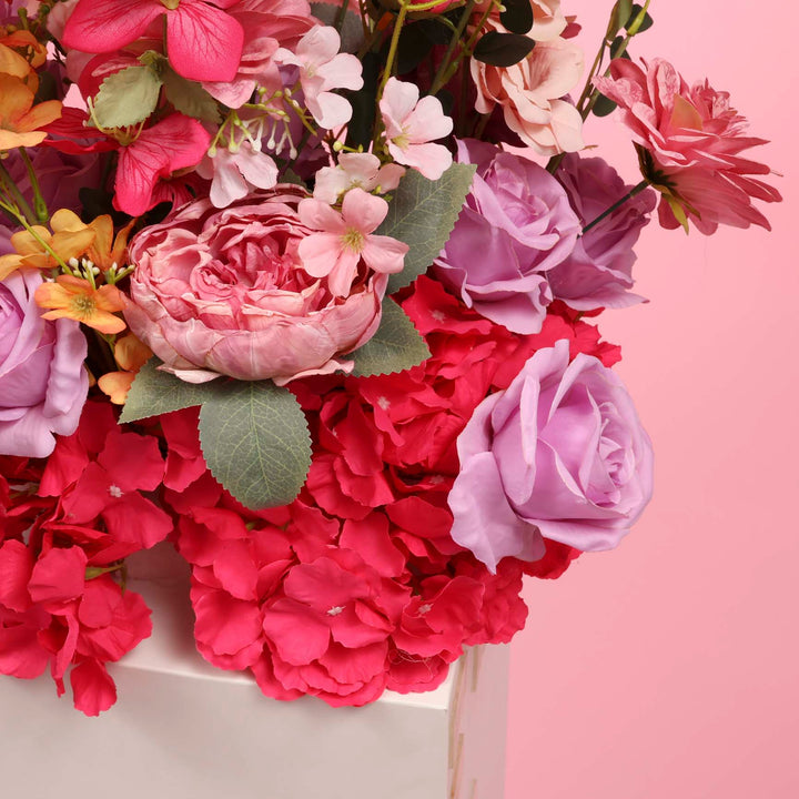 Artificial Flower Arrangement - Pink, Purple & Orange close up detail 1