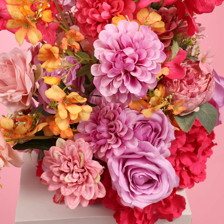 Artificial Flower Arrangement - Pink, Purple & Orange close up detail 2