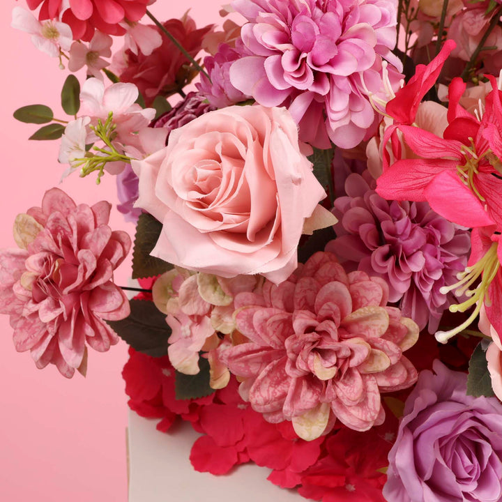 Artificial Flower Arrangement - Pink, Purple & Orange close up detail 4