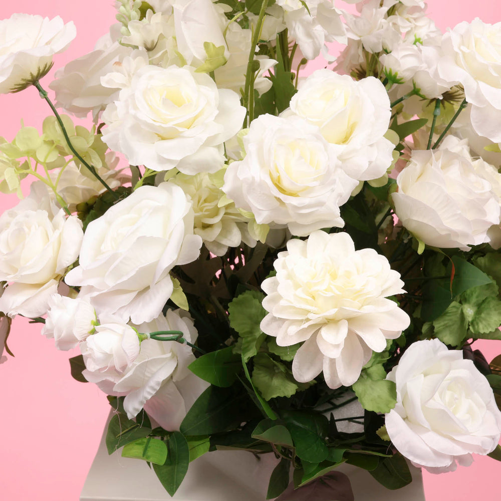 Artificial Flower Arrangement - White close up 1