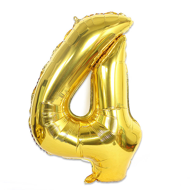 Large Foil Balloon Number 4 - Metallic Gold