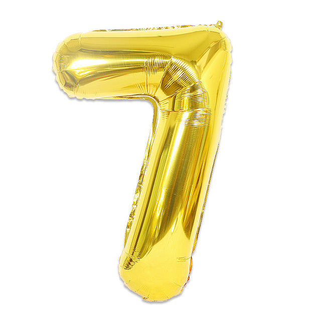 Large Foil Balloon Number 7 - Metallic Gold