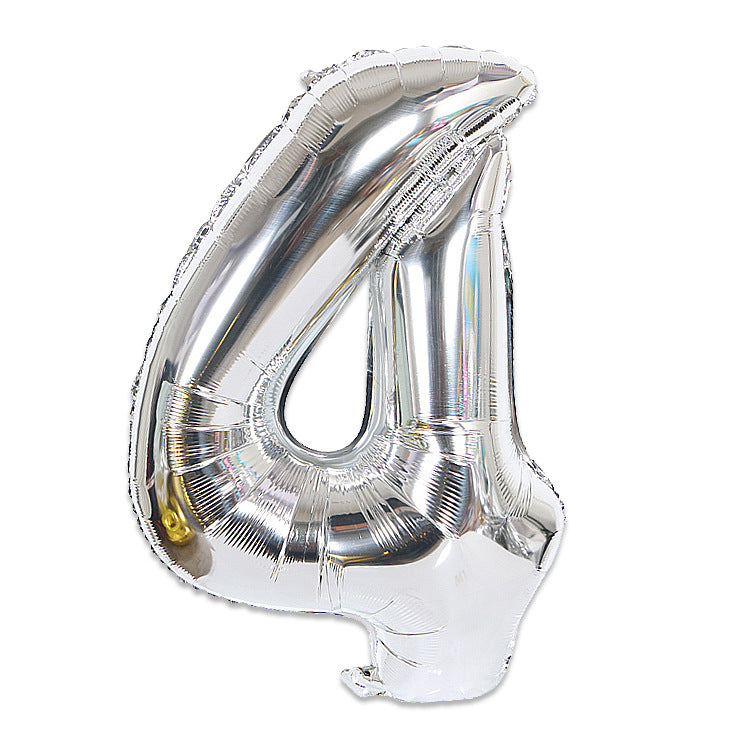 Large Foil Balloon Number 4 - Metallic Silver