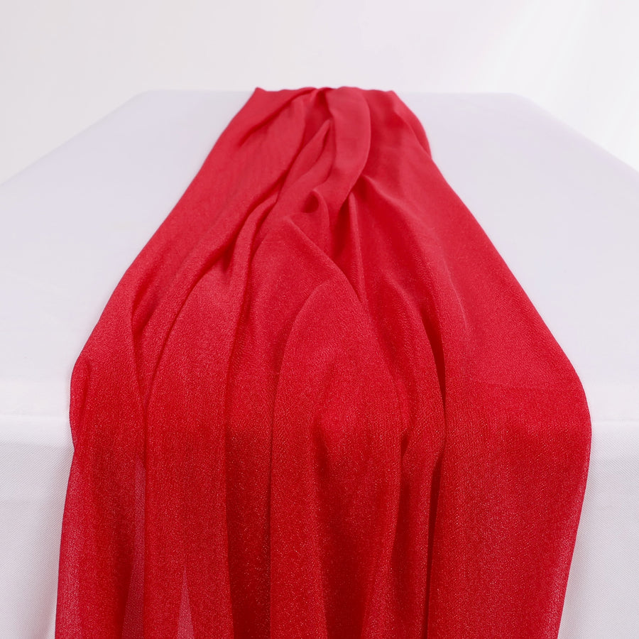 Sheer Stretch Crepe Chiffon Table Runners - Burgundy