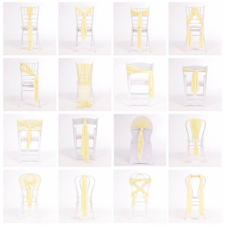 Sheer Stretch Crepe Chiffon Chair Sashes - Ivory